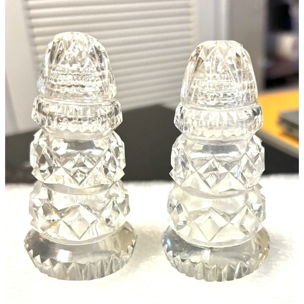 vintage cut crystal salt and pepper shakers